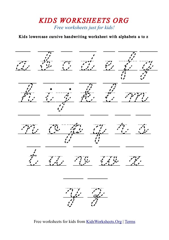 kidsworksheets cursivehandwriting lowercase